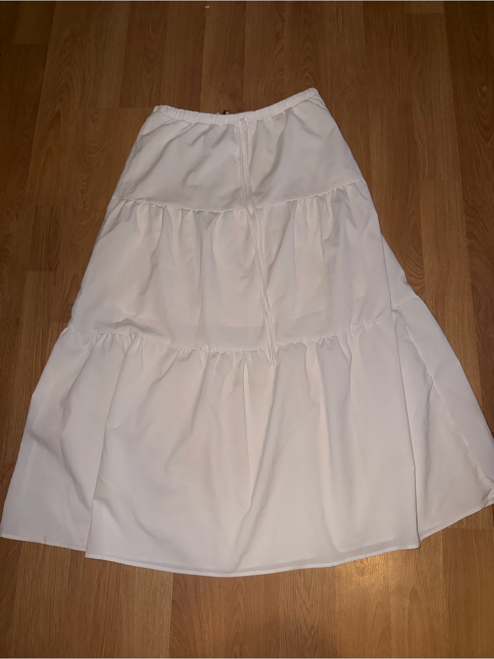 Source Unknown White Tiered Maxi Skirt